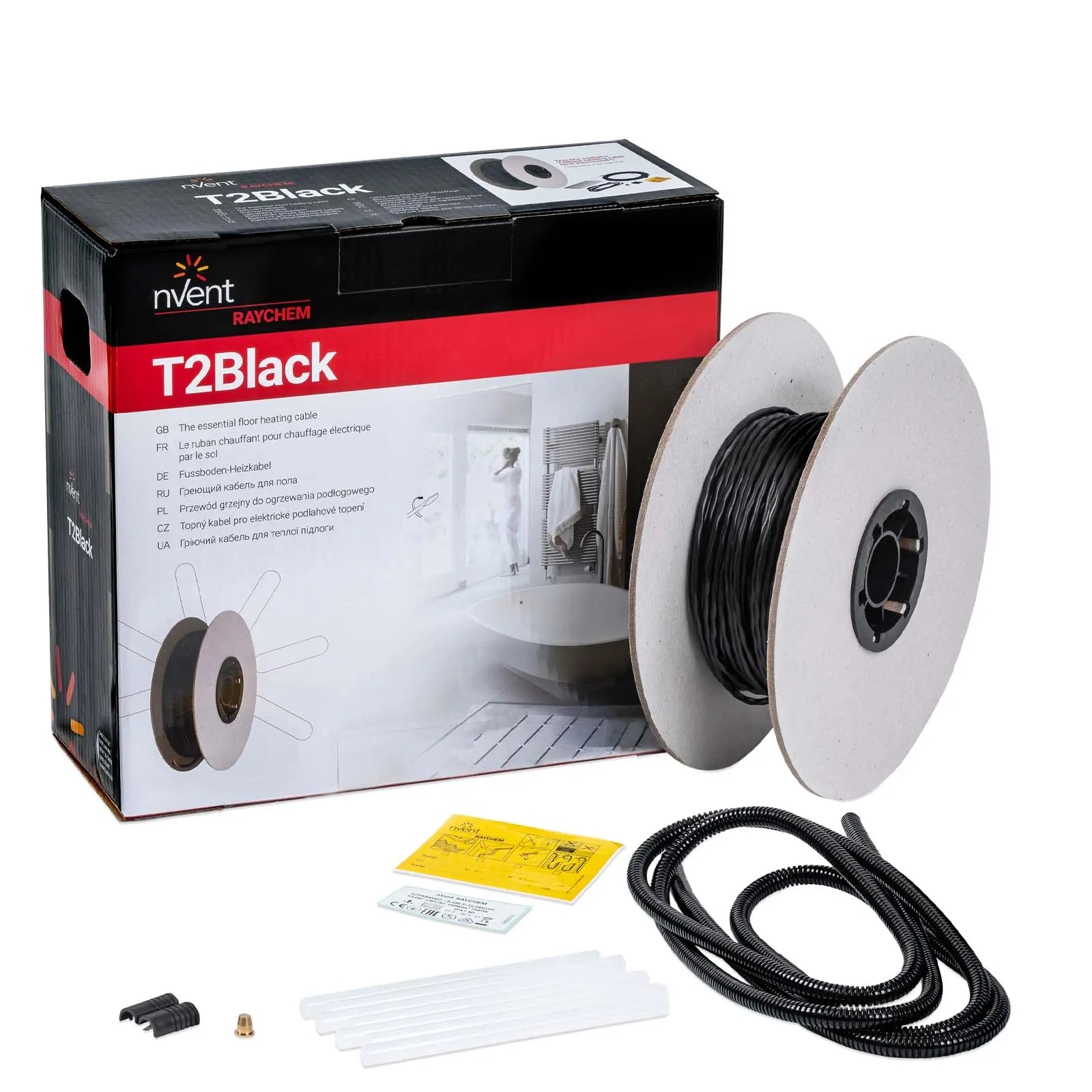 RAYCHEM R-BK-B-125.0M-1500W/T0 - Varmekabel til elektrisk gulvvarme T2Black-12 W/m / 125 m /1500 W (SZ18300492)