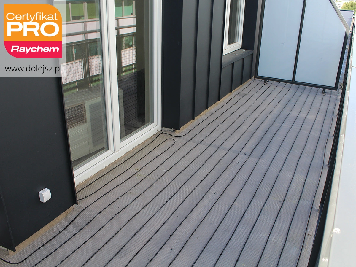 Ogrzewanie przeciwoblodzeniowe tarasu - balkonu - montaż Warszawa