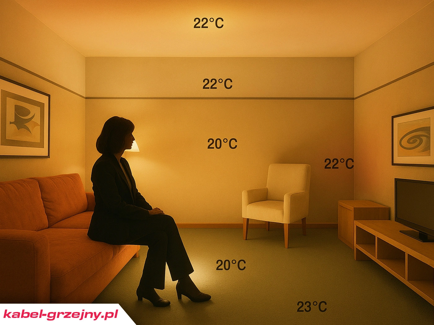 Rozkład temperatury w pomieszczeniu z ogrzewaniem podłogowym