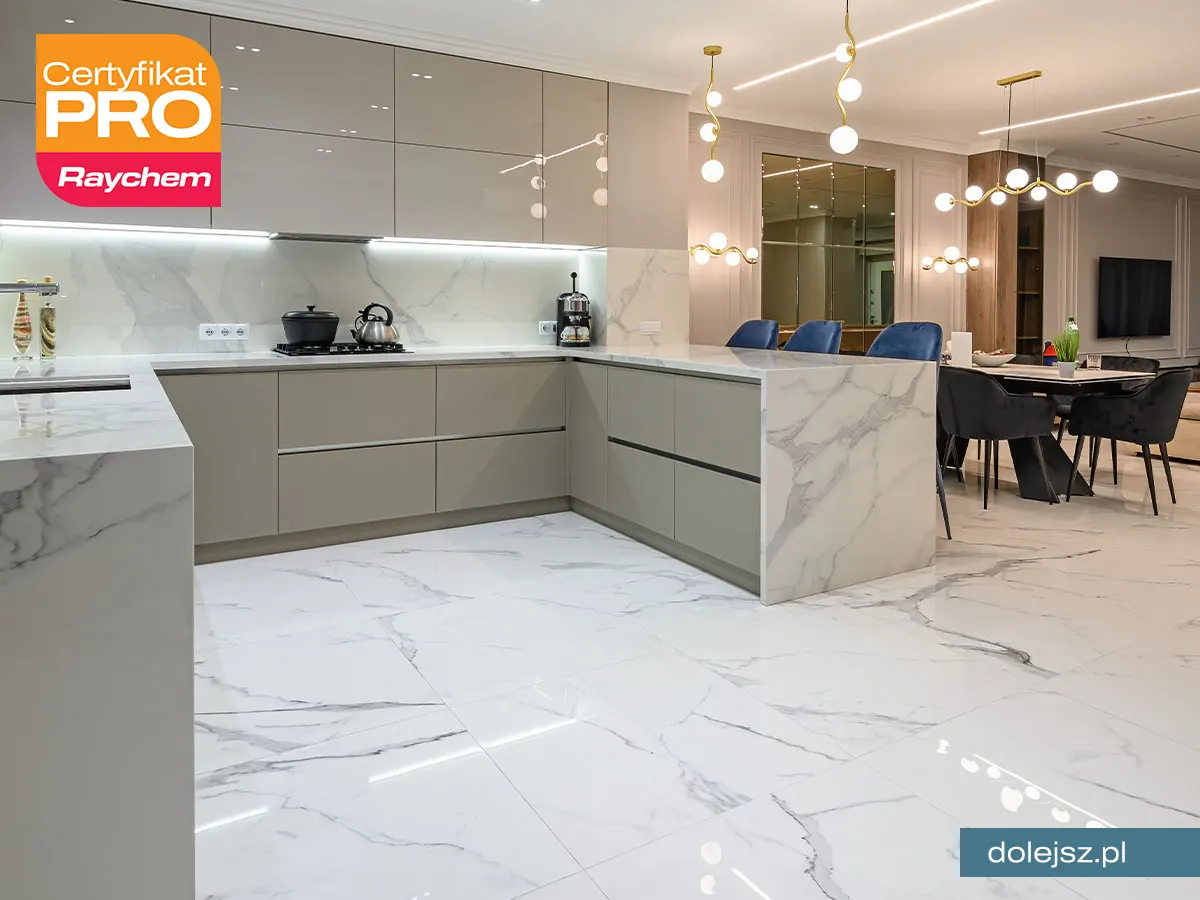 Elektryczne ogrzewanie podłogi pod płytami marmurowymi montaż Warszawa