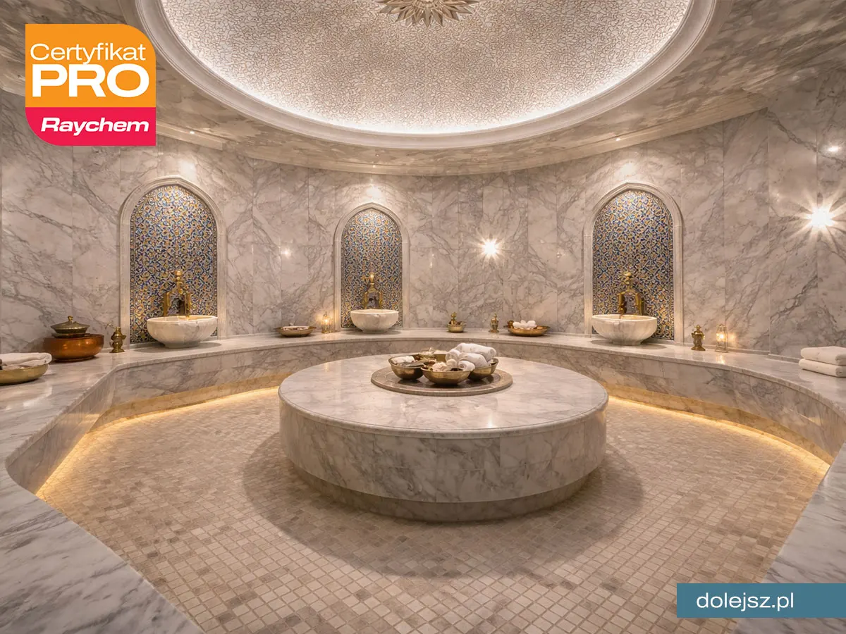 Elektryczne ogrzewanie podłogi w łaźni tureckiej montaż Warszawa